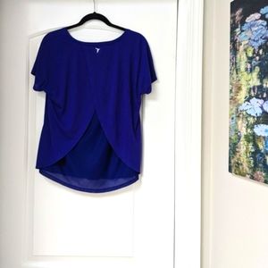 OLD NAVY Active Go-Dry Purple V Neck Mesh-back Short Sleeve Top